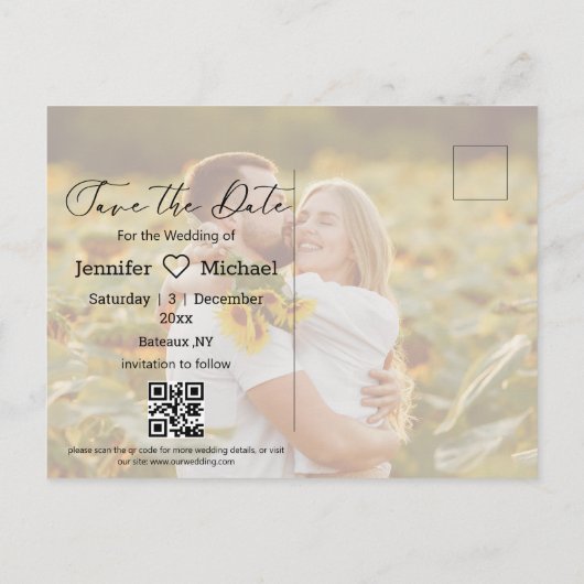 qrコード2の写真の手書きを保存すモダンる 案内ポストカード (裏面)