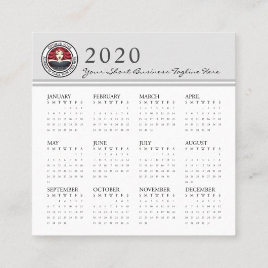 QRコード2020 Calendar Logo Company スクエア名刺 (裏面)