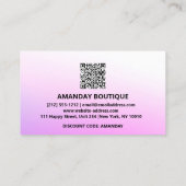 QRコード20%オフ割引インサートピンク感謝してい色 名刺 (裏面)
