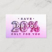 QRコード20%オフ割引インサートピンク感謝してい色 名刺 (正面)