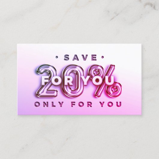 QRコード20%オフ割引インサートピンク感謝してい色 名刺 (正面)