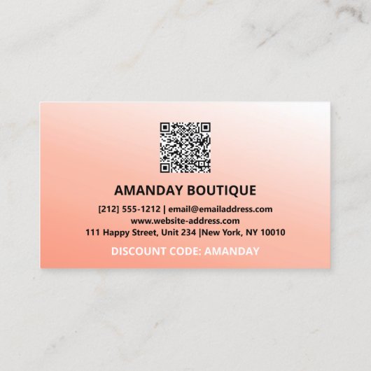 QRコード20%オフ割引プロモーション挿入バラ 名刺 (裏面)