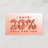 QRコード20%オフ割引プロモーション挿入バラ 名刺 (正面)