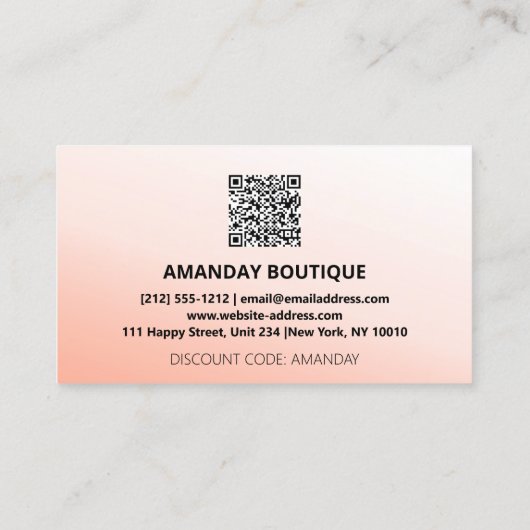 QRコード20%オフ割引プロモーション挿入赤面 名刺 (裏面)
