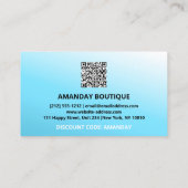 QRコード20%オフ割引プロモーション挿入（青） 名刺 (裏面)