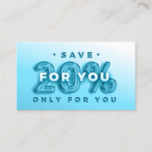 QRコード20%オフ割引プロモーション挿入（青） 名刺 (正面)