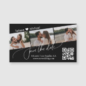 qrコード3フォトコラージュ日付黒磁石を保存 (正面)