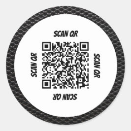 QRコード360シンプルなシックなブラックカーボンパターンフレーム ラウンドシール