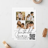 qrコード4写真コラージュのミニマリスト日付を保存 ノートカード (正面/裏面インサイチュ)