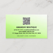 QRコード40%オフ割引プロモーショングリーン 名刺 (裏面)