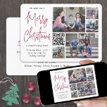 QRコード5写真私たちは喜んでクリスマス赤 シーズンカード<br><div class="desc">今年は祝QRコー疑問に思ドの写真コラージュのおもしろいを使ったテクノロジーの喜びモダン。共有5あなたのお気に入りの写真だけでなく、オンラインのビデオメッセージ、曲、フォトアルバム、または他のwebサイト。このテンプレート上のすべての文字シンプルは、ハッピーホリデー、季節のごあいさつ、新年の応援などの任意の用語を含むようにパーソナライズするである。「We wish 読 your Merry Christmas and a Happy New Year」というメッセージは、曲の歌詞や好きな文字に違う変更できる。(画像の配置のヒント：写真を中心に正確にシンプル撮る方法は、Zazzleウェブサイトにアップロードする前にトリミングする。 ミニマモダンリストの黒、白および赤のデザインは、トレンディーバーガンディ手書きスタイルスクリプトタイポグラフィ、スキャン可能なQRコード、お好みの5つの写真を持つフォトグリッドを備えているユニーク。家族や友人は、このカードをスキャンして表示するエレガントことが好きになカスタマイズる。</div>