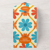 QRコード70のレトロGroovy Orange 結婚's オールインワン招待状 (外側)