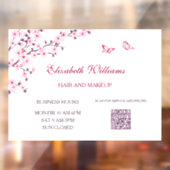 QRコード |さくらんぼピンク白 ウィンドウサイン (シート2)