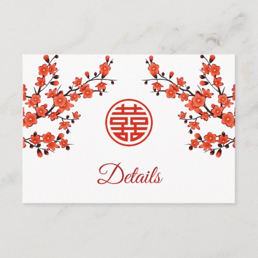 QRコード |さくらんぼ赤中国の白結婚 エンクロージャーカード (正面)