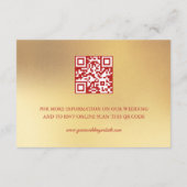QRコード |さくらんぼ赤金ゴールド中国の結婚ズ エンクロージャーカード (裏面)