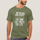 QRコード イエス・キリスト  道 真理 生命 聖書 グランジ Tシャツ (正面)