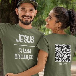 QRコード イエス - Chain Breaker 新しい命のクリスチャン Tシャツ