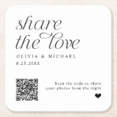 QRコード ウェディングコースター Share the Love スクエアペーパーコースター (正面)