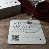 QRコード ウェディングコースター Share the Love スクエアペーパーコースター