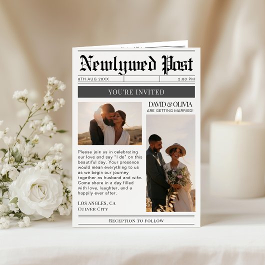 QRコード ウェディング詳細 新聞紙 結婚式 招待状