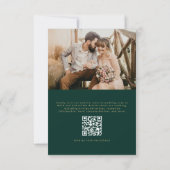 QRコード エメラルドグリーン ゴールド 写真 ウェディング 招待状 (裏面)