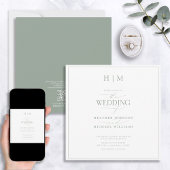 QRコード エレガントなセージグリーン カリグラフィー モノグラム 招待状