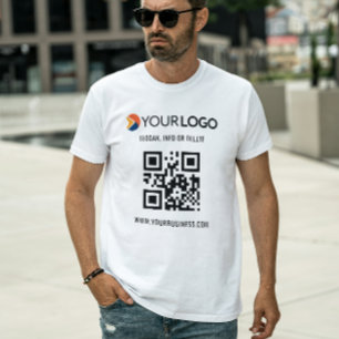QRコード カスタムおよびプロモーション ビジネス ロゴ Tシャツ