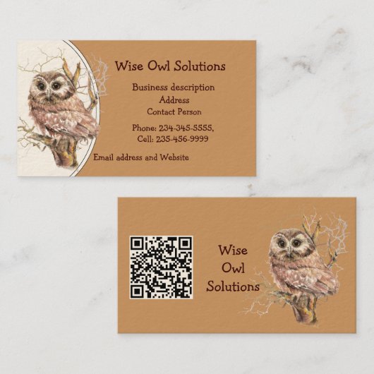 QRコード カスタム Wise Owl Solutions 名刺 (正面/裏面)