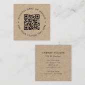 QRコード | クラフ素朴トモダンミニマルプロフェッショナル スクエア名刺 (正面/裏面)