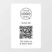 QRコード サインイン | 来訪者 職員 受付 白 ウィンドウサイン (シート)