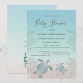 QRコード シルバーのカメ | ベビーシャワー 招待状 (正面/裏面)