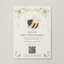 QRコード ストーリーブック ハチミツのミツバチ 子供 誕生日 招待状