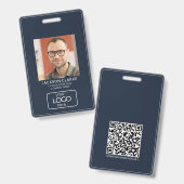 QRコード スマート連絡先 • ブルー ビジネスID バッジ (正面＆裏面)