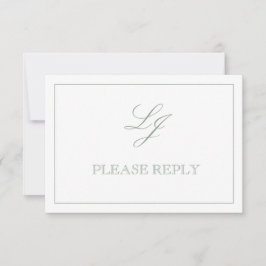 QRコード セージグリーン カリグラフィーモノグラム ウェディングRSVP 出欠カード