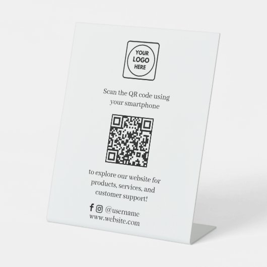 QRコード ソーシャルメディア | カスタム スキャンミー ビジネス 台座サイン (正面)