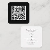 QRコード – ソーシャルメディモダンア – 白黒 スクエア名刺 (正面/裏面)