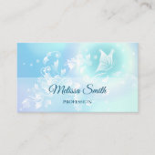 QRコード |ターコイズブルーフローラ蝶 名刺 (正面)