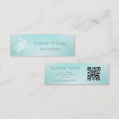 QRコード | ターコイズ ホワイト タートル ビーチ テーマ スキニー名刺 (正面/裏面)