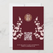QRコード ダスティピンク 桜 中国 結婚式 招待状 (裏面)