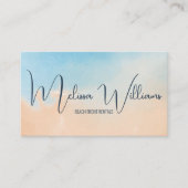 QRコード |テラコッタブルーの水彩背景 名刺 (正面)