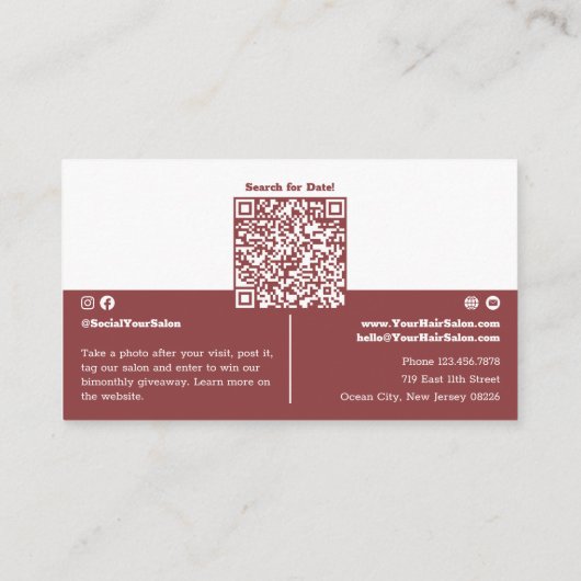 QRコード デュアルカラーデザイン 美容室 ロイヤリティカード (裏面)