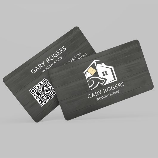QRコード ハンディマン 木製名刺 名刺