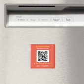 QRコード、バス。名前のプロモーション、黄色の白オレンジ マグネット (インサイチュ (食洗機))