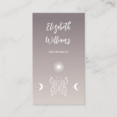 QRコード |バタフライムーンタウペベージュタングラデーション 名刺 (正面)