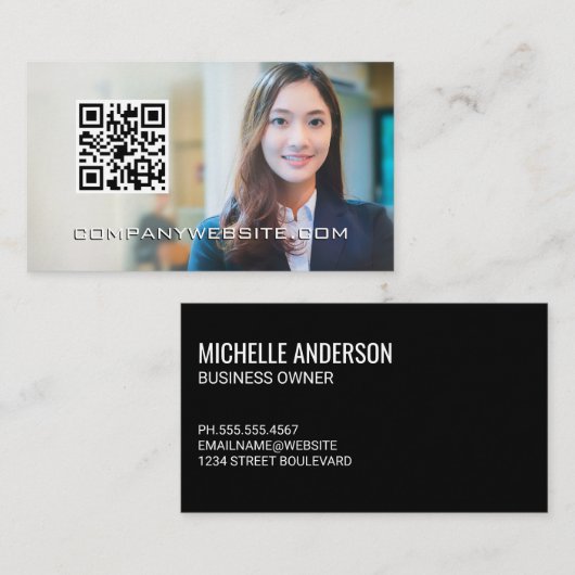QRコード |ビジネスウーマン 名刺 (正面/裏面)