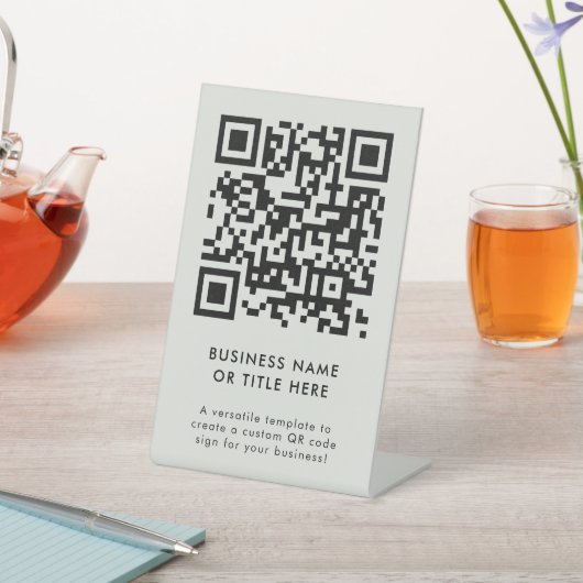 QRコード |ビジネスモダンミニマリストシンプルグレー 台座サイン (インサイチュ)