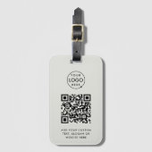 QRコード |ビジネスロゴプロフェッショナルシンプルグレー ラゲッジタグ (正面縦)