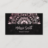 QRコード | ピンクシャイニーブラックフローラ曼荼羅 名刺 (正面)