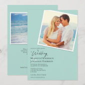 QRコード フォト ビーチ シーグラス シンプル エレガント 招待状 (正面/裏面)