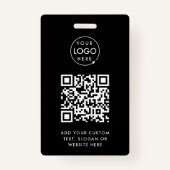 QRコード |ブラックモダンビジネスロゴイベント バッジ (裏面)